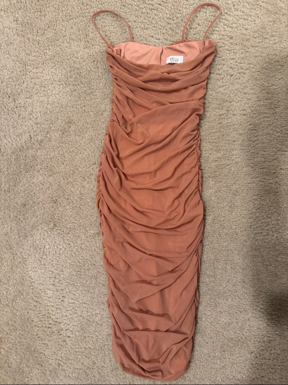 Oh Polly Ruched Midi Dress in Mauve